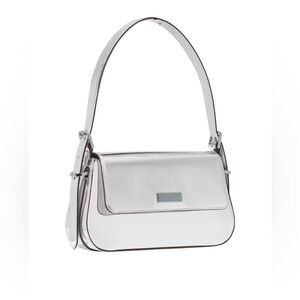 Kate Spade Bridget Mirror Metallic Small Flap Shoulder Bag in Silver